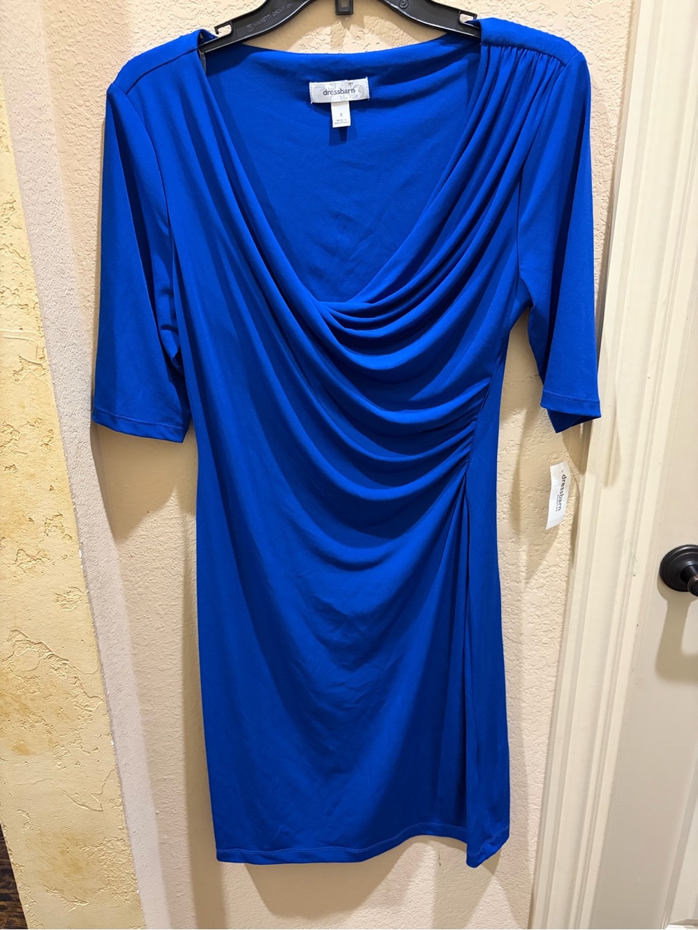 Dressbarn Women's Royal Blue Drape Front Dress NWT